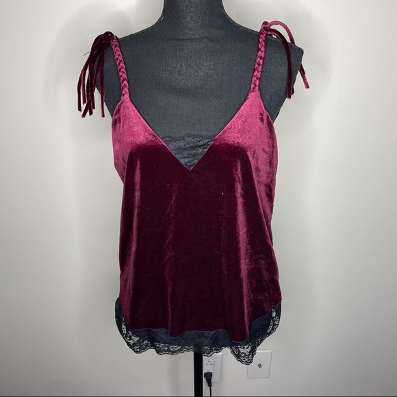 Zara Tops - NWT Zara Burgundy Velour Tank Top Size M